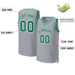 Gray Kelly Green White Classic Basketball Jersey 2