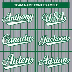 Gray Kelly Green-White Stripe Full Button Baseball Jersey 3