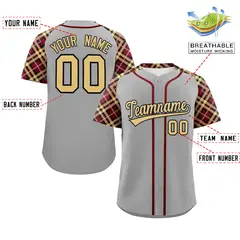 Gray Khaki-Black Raglan Sleeves Authentic Baseball Jersey 2