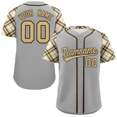 Gray Khaki-Brown Raglan Sleeves Authentic Baseball Jersey 1