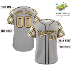 Gray Khaki-Brown Raglan Sleeves Authentic Baseball Jersey 2