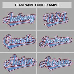 Gray Light Blue-Crimson Raglan Sleeves Baseball Jersey 3