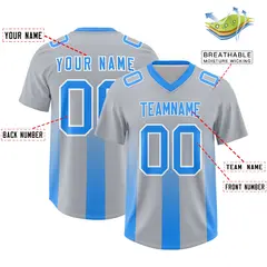 Gray Light Blue Gradient Vertical Stripe Football Jersey 2