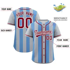 Gray Light Blue Thick Stripe Authentic Baseball Jersey 2