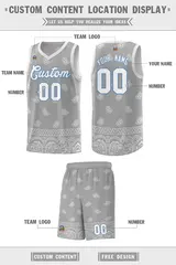 Gray Light Gray Cashew Pattern Basketball Jersey 12