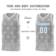 Gray Light Gray Cashew Pattern Basketball Jersey 31