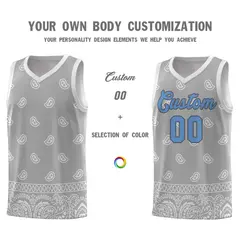 Gray Light Gray Cashew Pattern Basketball Jersey 10