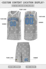 Gray Light Gray Cashew Pattern Basketball Jersey 19
