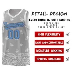 Gray Light Gray Cashew Pattern Basketball Jersey 23