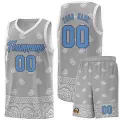 Gray Light Gray Cashew Pattern Basketball Jersey 29
