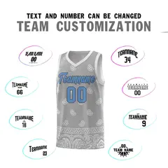 Gray Light Gray Cashew Pattern Basketball Jersey 32