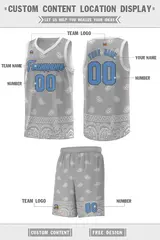 Gray Light Gray Cashew Pattern Basketball Jersey 33