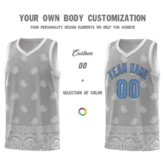 Gray Light Gray Cashew Pattern Basketball Jersey 38