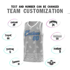 Gray Light Gray Cashew Pattern Basketball Jersey 4