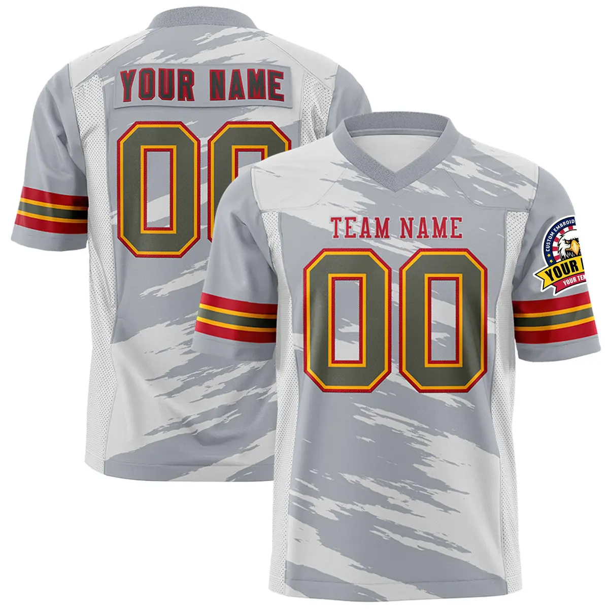 Gray Light Gray Scratch Pattern Authentic Football Jersey