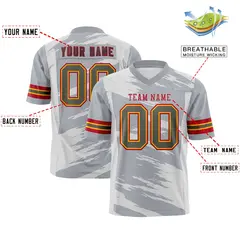 Gray Light Gray Scratch Pattern Authentic Football Jersey 2