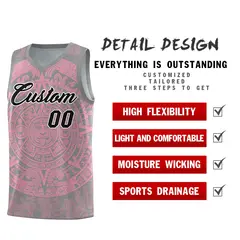 Gray Light Pink Aztec Sun Stone Graffiti Breathable Basketball Jersey 2
