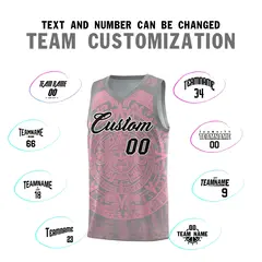 Gray Light Pink Aztec Sun Stone Graffiti Breathable Basketball Jersey 4