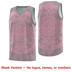 Gray Light Pink Aztec Sun Stone Graffiti Breathable Basketball Jersey 6