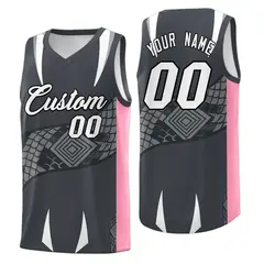 Gray Light Pink Snake Scale Venomous Fang Graffiti Basketball Jersey 1