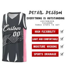 Gray Light Pink Snake Scale Venomous Fang Graffiti Basketball Jersey 2