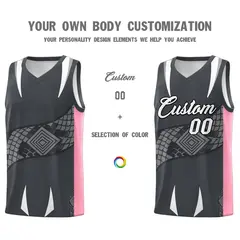 Gray Light Pink Snake Scale Venomous Fang Graffiti Basketball Jersey 3