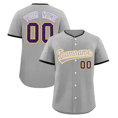 Gray Light Purple White Classic Baseball Uniform 1