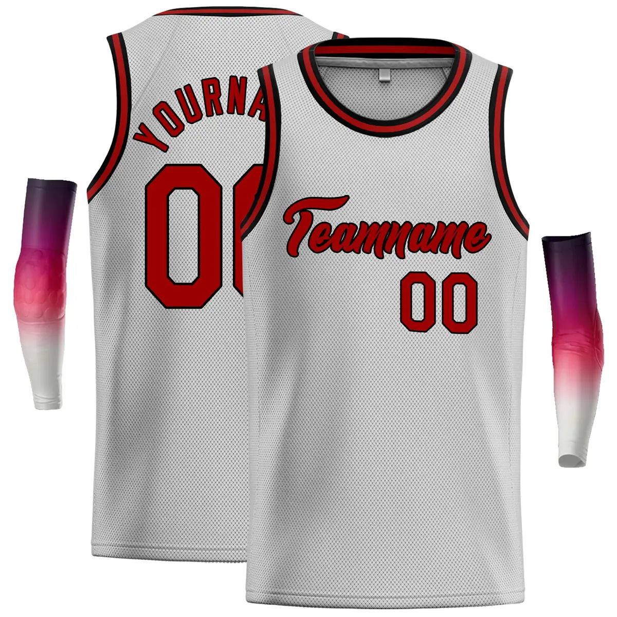 Gray Maroon-Black Classic Casual Basketball Jersey