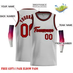 Gray Maroon-Black Classic Casual Basketball Jersey 2
