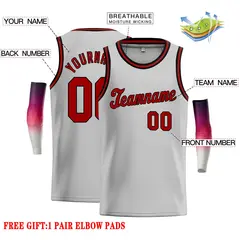 Gray Maroon-Black Classic Casual Basketball Jersey 2