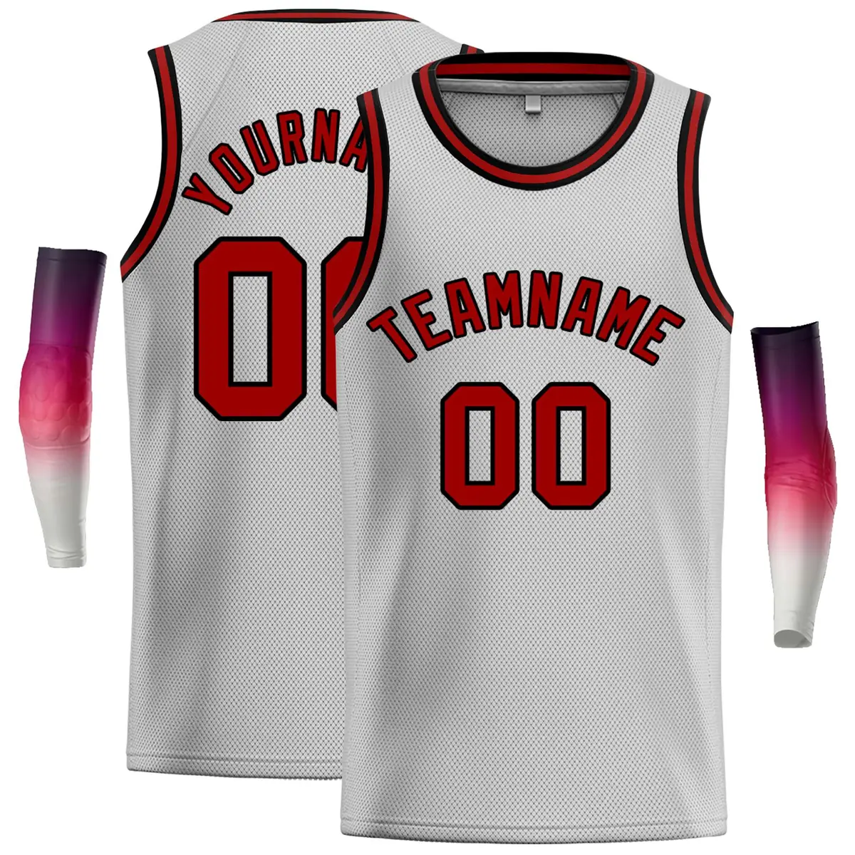 Gray Maroon-Black Classic Casual Basketball Jersey