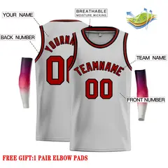 Gray Maroon-Black Classic Casual Basketball Jersey 2