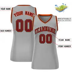 Gray Maroon-Black Classic Mesh Basketball Jersey for Women 2