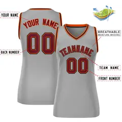 Gray Maroon-Black Classic Mesh Basketball Jersey for Women 2