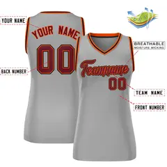 Gray Maroon-Black Classic Mesh Basketball Jersey for Women 2