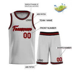 Gray Maroon-Black Heal Basketball Jersey Uniform Set 3