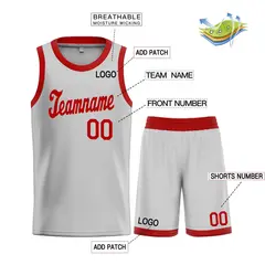 Gray Maroon Classic Sets Basketball Uniform Jersey 3