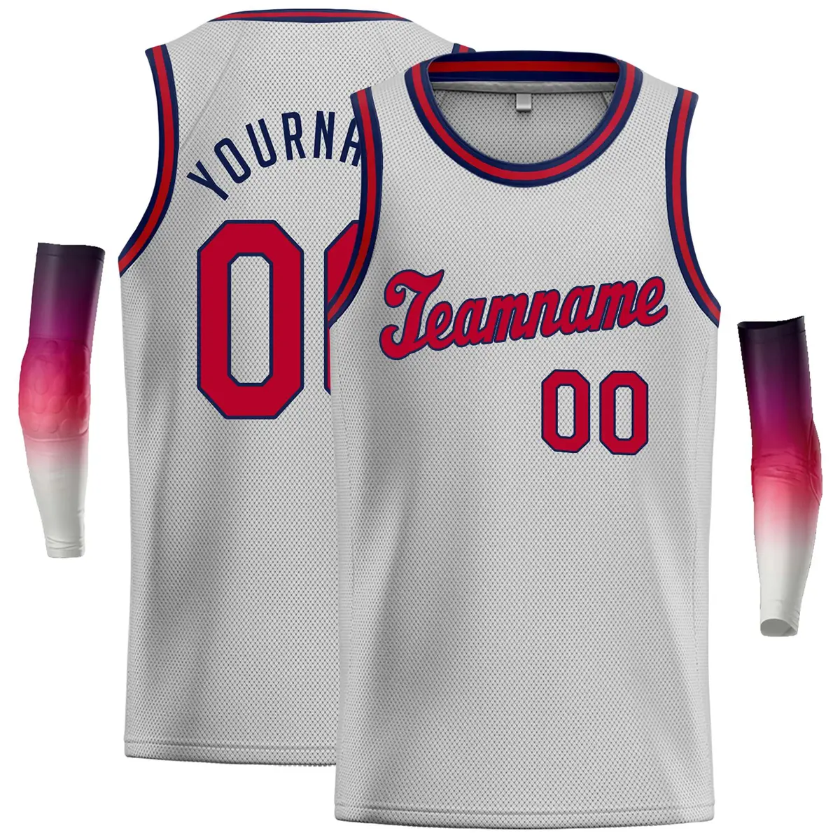 Gray Maroon-Navy Classic Casual Basketball Jersey