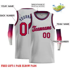 Gray Maroon-Navy Classic Casual Basketball Jersey 2