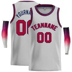Gray Maroon-Navy Classic Casual Basketball Jersey