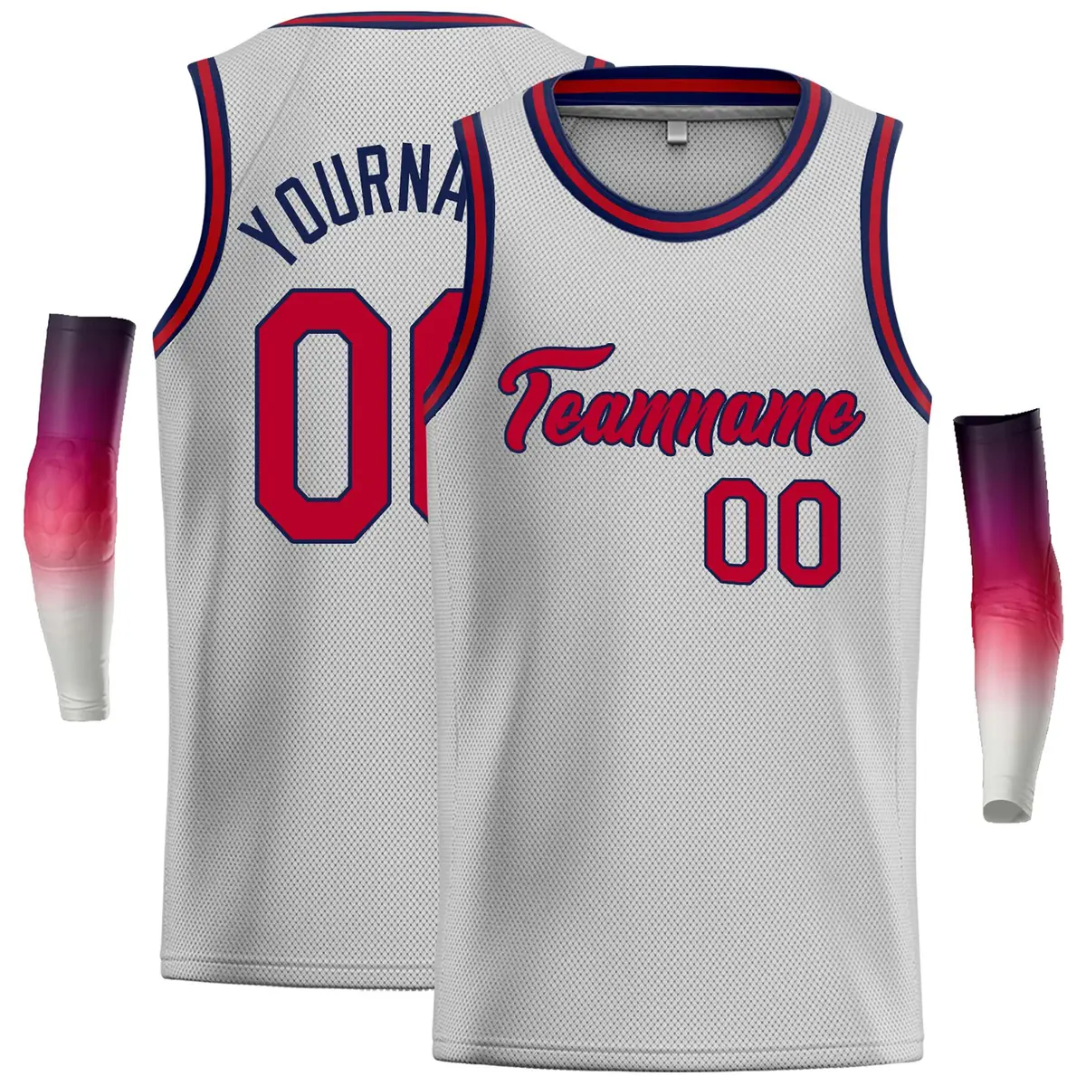 Gray Maroon-Navy Classic Casual Basketball Jersey