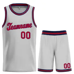 Gray Maroon-Navy Classic Sets Basketball Uniform Jersey