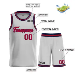 Gray Maroon-Navy Heal Classic Sets Basketball Jersey 3