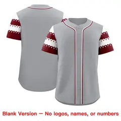 Gray Maroon White Flag Lace Sleeve Baseball Jersey 7