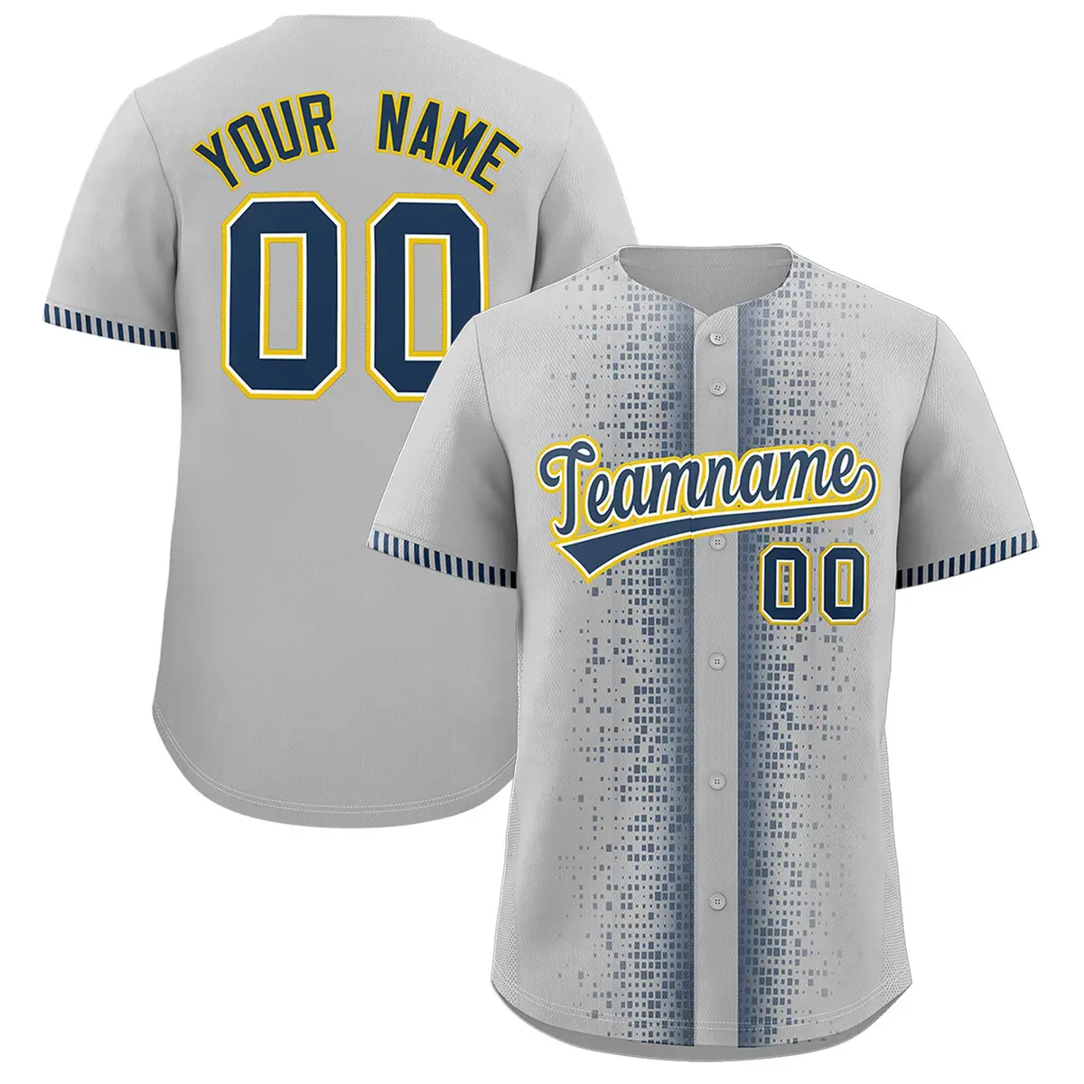 Gray Midnight Blue Phonetic Rhythm Authentic Baseball Jersey