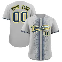 Gray Midnight Blue Phonetic Rhythm Authentic Baseball Jersey 1
