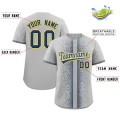 Gray Midnight Blue Phonetic Rhythm Authentic Baseball Jersey 2