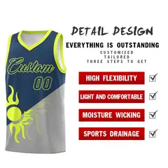 Gray Midnight Blue Radiant Sun Two Tone Basketball Jersey 3