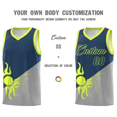 Gray Midnight Blue Radiant Sun Two Tone Basketball Jersey 4
