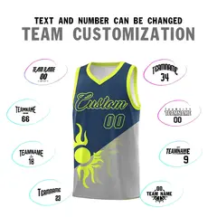 Gray Midnight Blue Radiant Sun Two Tone Basketball Jersey 5